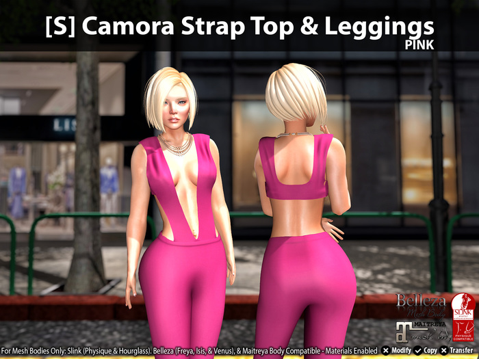 [S] Camora Strap Top & Leggings Pink