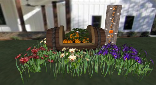 Barrel Planter Pumpkin Welcome