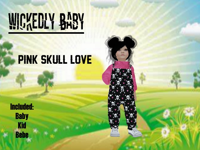 *WT* Pink Skull Love Overalls