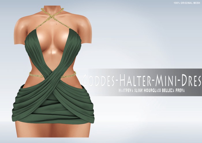 iS Goddes Halter Mini Dress OLIVE