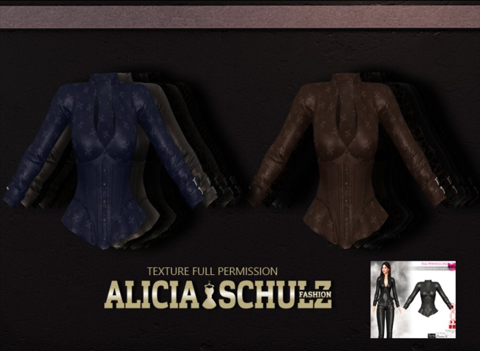 [Alicia Schulz] Texture for Full Perm Peplum Style Black Shiny Leather Jacket - Maitreya Slink Belleza Tonic Ocacin SETF