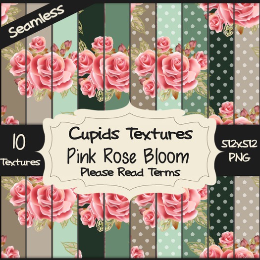 *Cupids Textures * 10 PINK ROSE BLOOMS LG