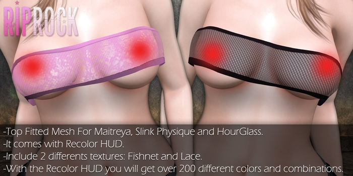 RipRock-Moa Mesh Top with HUD Maitreya, Slink Physique, Hourglass, clothes for womans