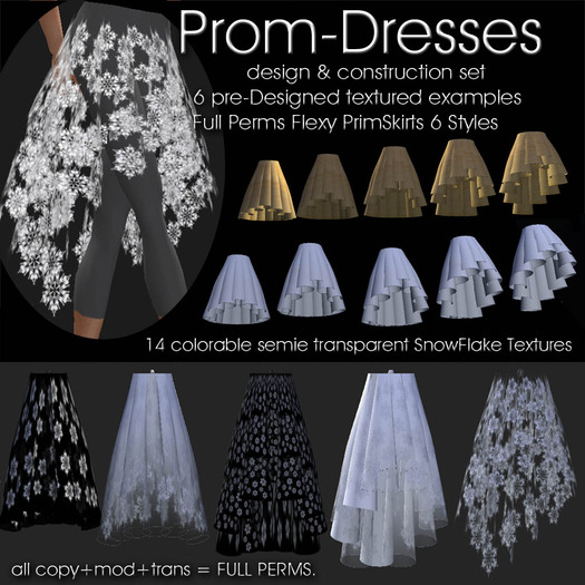 Full Perm PROM DRESSES, prim skirt Design & Construction kit XSL