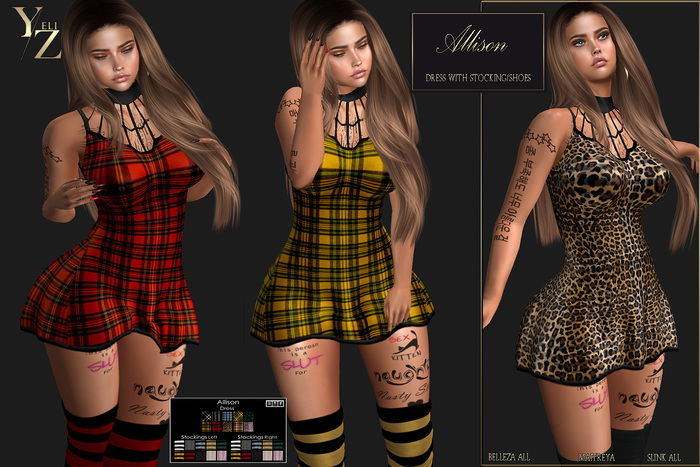 YELIZ MESH "ALLISON" Dress & Stocking HighHeels w. HUD