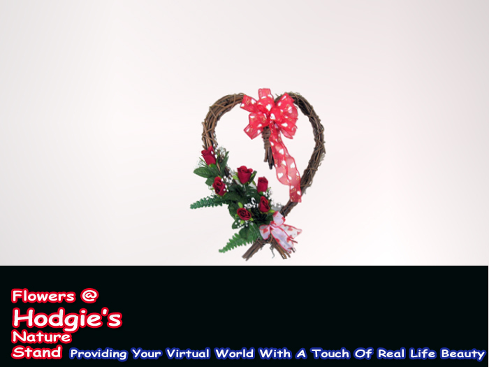 Hodgie's Valentine Bouquet Wreath With Red Roses  (one Prim)