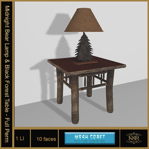 Midnight Bear Lamp & Black Forest Table - Full Perm