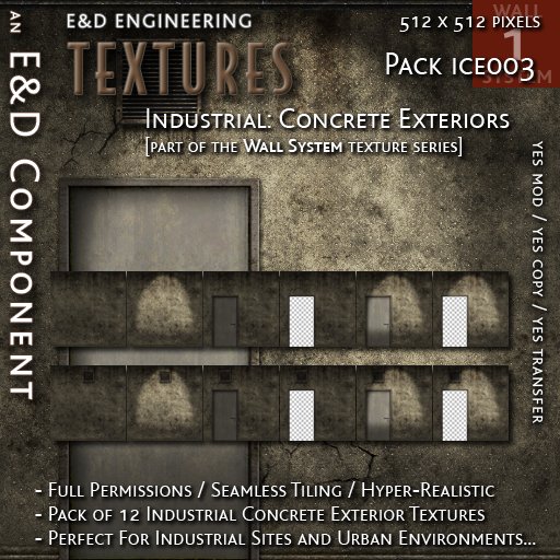 [ICE003.1] 12 Industrial Textures Concrete Exterior Urban Exterior Textures Wall System Textures from E&D ENGINEERING