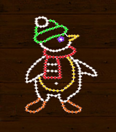Christmas Lights Waving Penguin