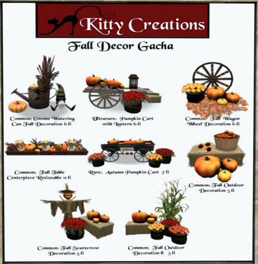 Autumn Pumpkin Cart - Kitty Creations RARE