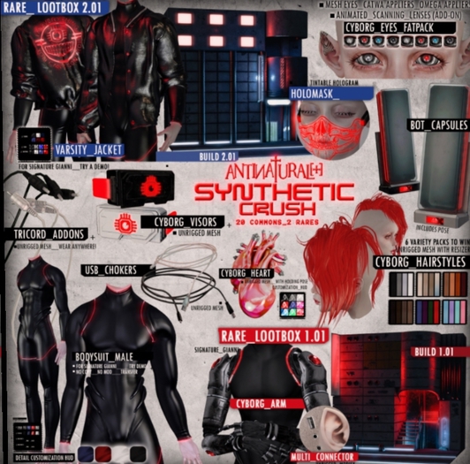 ANTINATURAL[+] Synthetic Crush / Cyborg Hairstyle / REDS