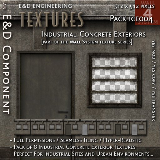 [ICE004.4] 8 Industrial Textures Concrete Exterior Urban Exterior Textures Wall System Textures from E&D ENGINEERING