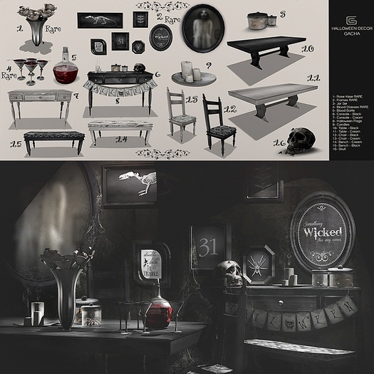 GizzA - Halloween Decor / Bench - Cream