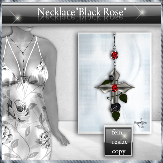 !! NE! Necklace "Black Roses"