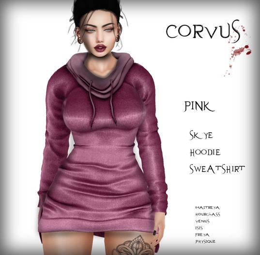 Corvus : Skye Pink Hoodie Sweatshirt