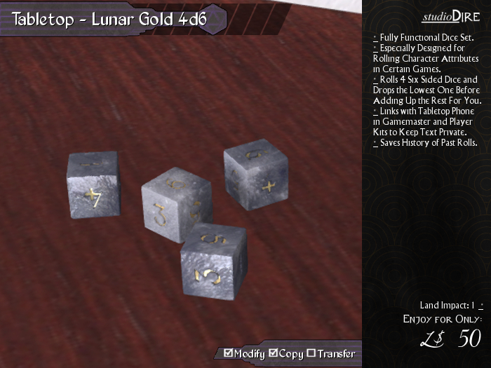 /studioDire/ Tabletop - Lunar Gold 4d6