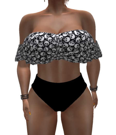B&W Skulls Ruffled Bikini - Maitreya