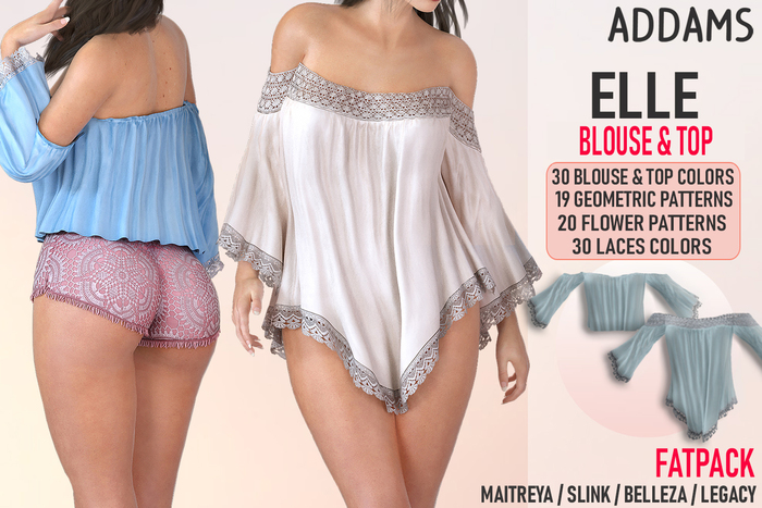 Addams "Elle" Off the Shoulder Blouse & Top #FATPACK