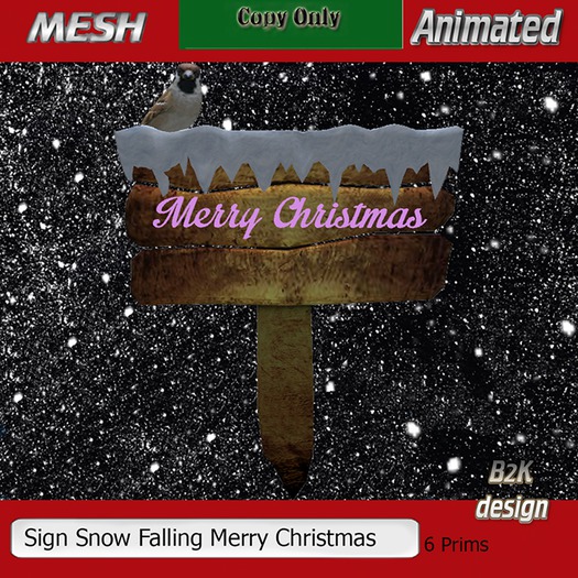 Sign Snow Falling Merry Christmas
