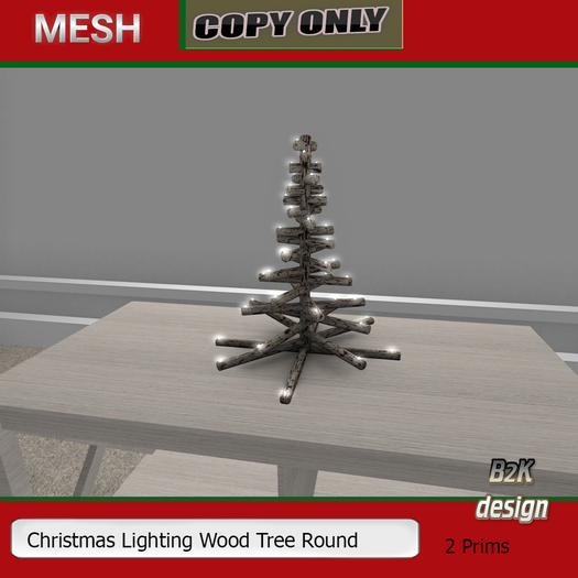 Christmas lighting Wood Tree Round