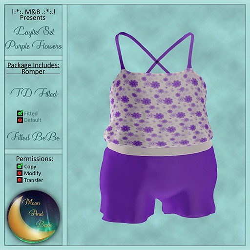 !:*:. M&B .:*:! Laylie Purple Flowers Romper Delivery Hud