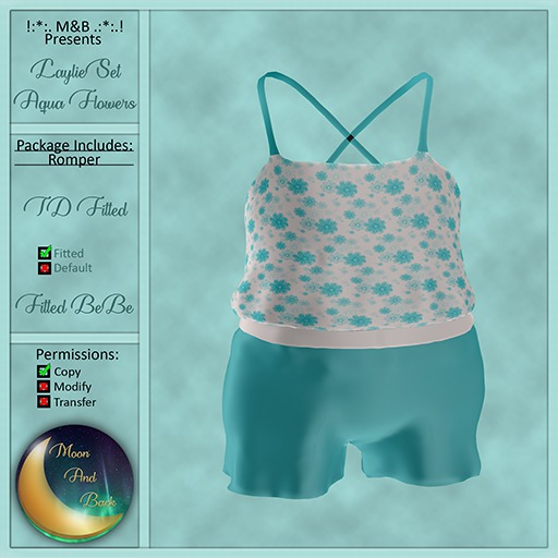 !:*:. M&B .:*:! Laylie Aqua Flowers Romper 