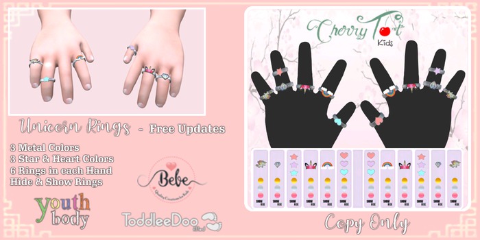 *Cherry Tot* TDB/BEBE/YOUTH Fitted Unicorn Rings
