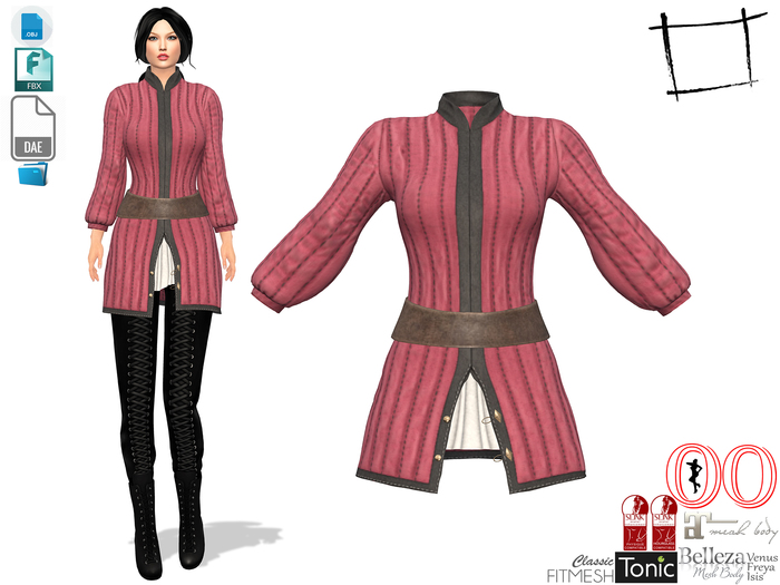 Dae Obj FBX For Women's Medieval Top Slink, Maitreya, Voluptuous, Belleza, Tonic