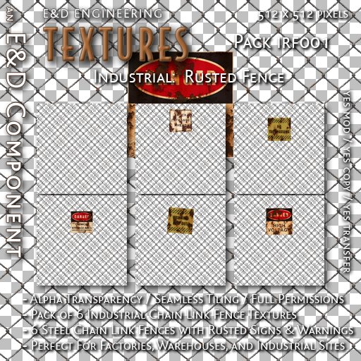 [IRF001] 6 Industrial Rusted Fence Rusted Chain Link Fence Textures from E&D ENGINEERING