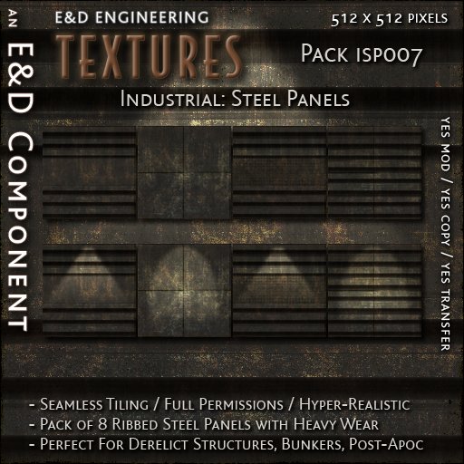 [ISP007] 8 Ribbed Steel Panel Textures Heavy Gauge Industrial Panel Textures Grunge Textures from E&D ENGINEERING
