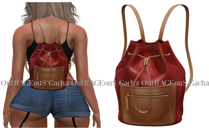 Leather Sling Shoulder Bucket Backpack (Red)