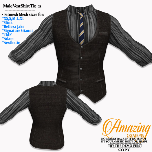 AmAzInG CrEaTiOnS Male Vest Shirt Tie 21 (CH)