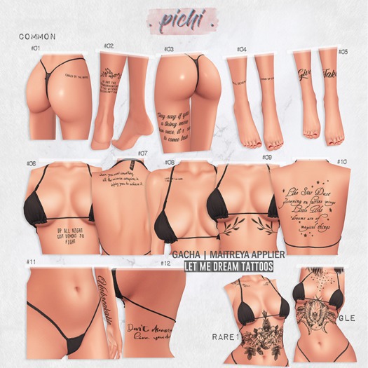 . p i c h i . let me dream tattoos (Lara) RARE