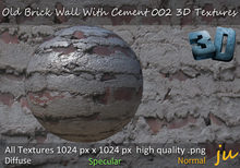 JU Old Brick Wall With Cement 002 3D Textures Full Perm