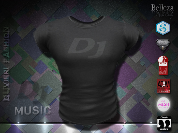 SHIRT - DJ - BLACK - 01 escrito cinza