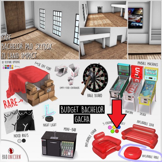 [Bad Unicorn] 'Red' Inflatable Table 'Budget Bachelor Set'