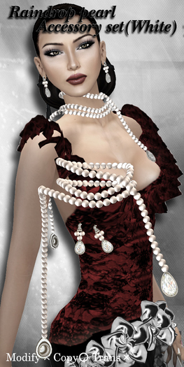 ((Crystal line))raindrop pearl Accessory set(White)