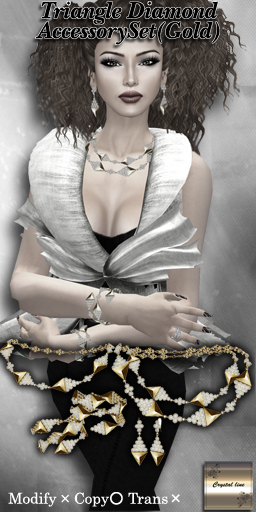 ((Crystal line))Triangle Diamond Accessory Set(Gold)