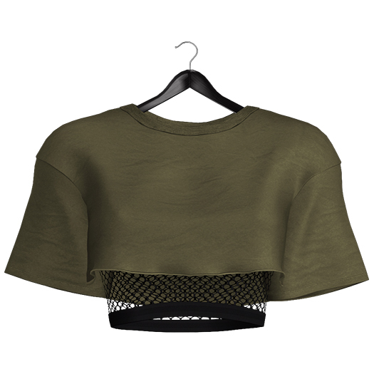 [Pumpkin] Layered Crop Tee - Olive