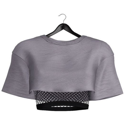 [Pumpkin] Layered Crop Tee - Gray