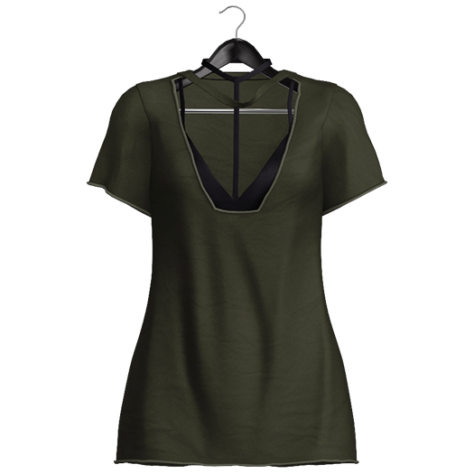 [Pumpkin] Cut Out Shirt Dress - Olive