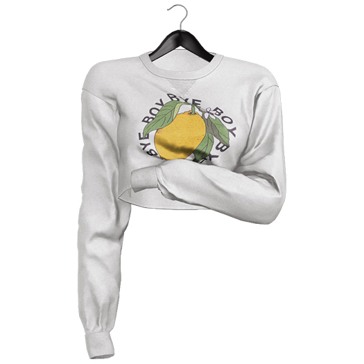 [Pumpkin] Cropped Crewneck - White