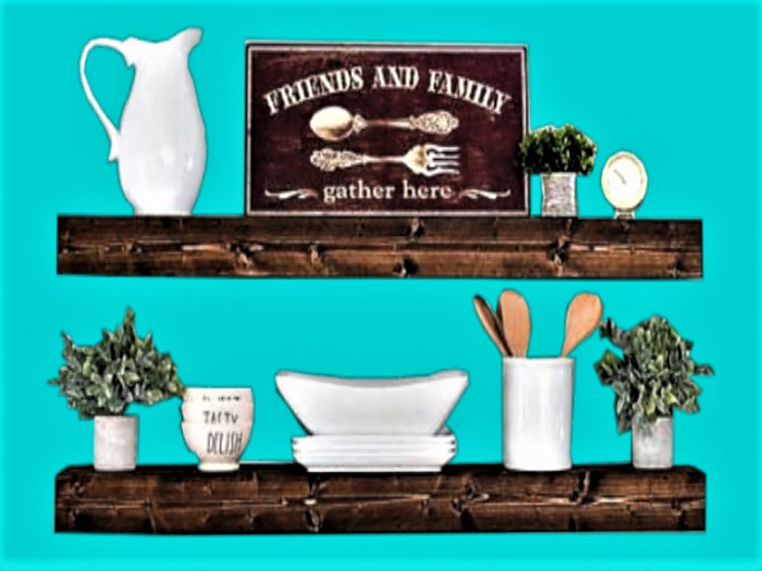 Kitchen Dining 2 Dish Shelf Family HOME DECOR Hanging Art 3D Wall Decal Style on 1 PRIM Copy/Mod Country House Beauty