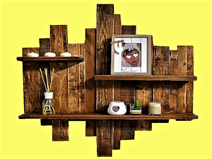 RELAMED WOOD 3 SHELF DISPLAY Home Decor Hanging Art 3D Wall Decal Style Alpha Cut on 1 PRIM Copy/Mod Country Beauty