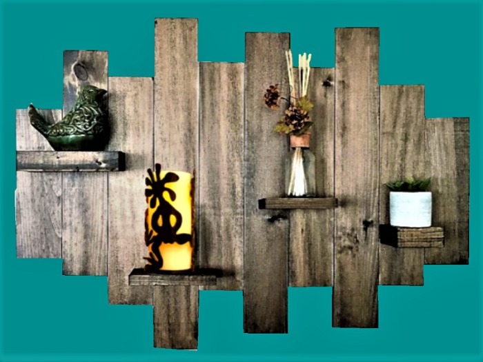 Reclaimed Wood Brick Brack Shelf HOME ART DECOR, 3D WALL DECAL Style ON 1 PRIM Copy/Mod Country Beauty Ready to Hang!