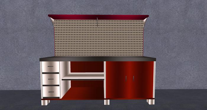 Cabinet Garage / Worktable with Pegboard - Mesh 3 Prims