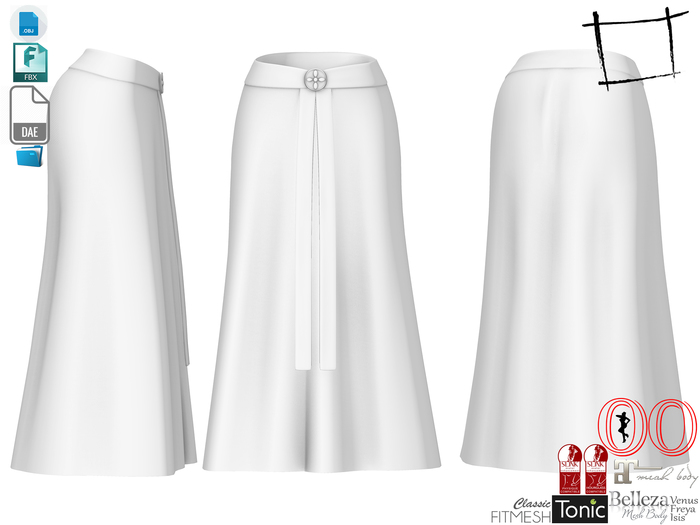 Dae Obj FBX For Ribbon Belt Long Medieval Skirt Slink, Maitreya, Ocacin Voluptuous, Belleza, Tonic