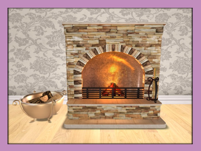 AFD Mesh Light Stone Fireplace & Fire Wood Decoration