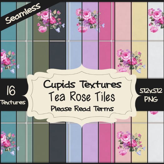*Cupids Textures * 16 TEA ROSE TILES