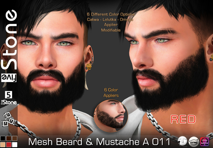 Five Stone  Mesh Beard A 011 RED